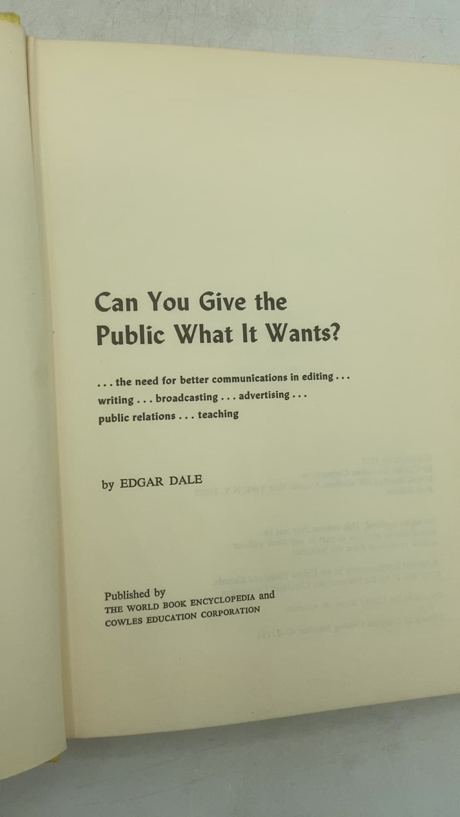 Can You Give the Public What It Wants? by Edgar Dale - title page