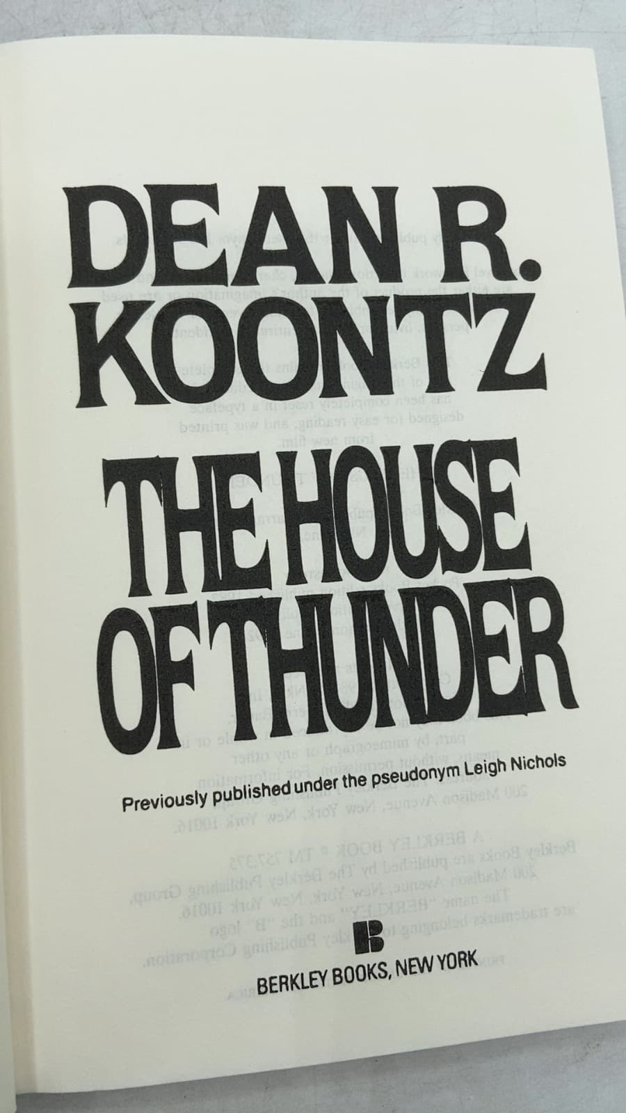 THE House OF Thunder by Dean R. Koontz - title page
