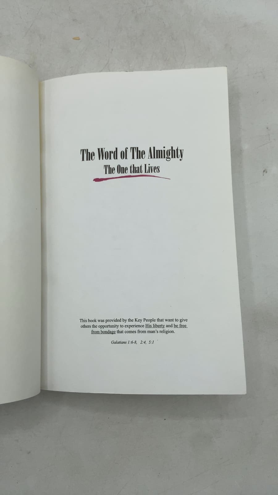 The Word of The Almighty: The One that Lives - title page