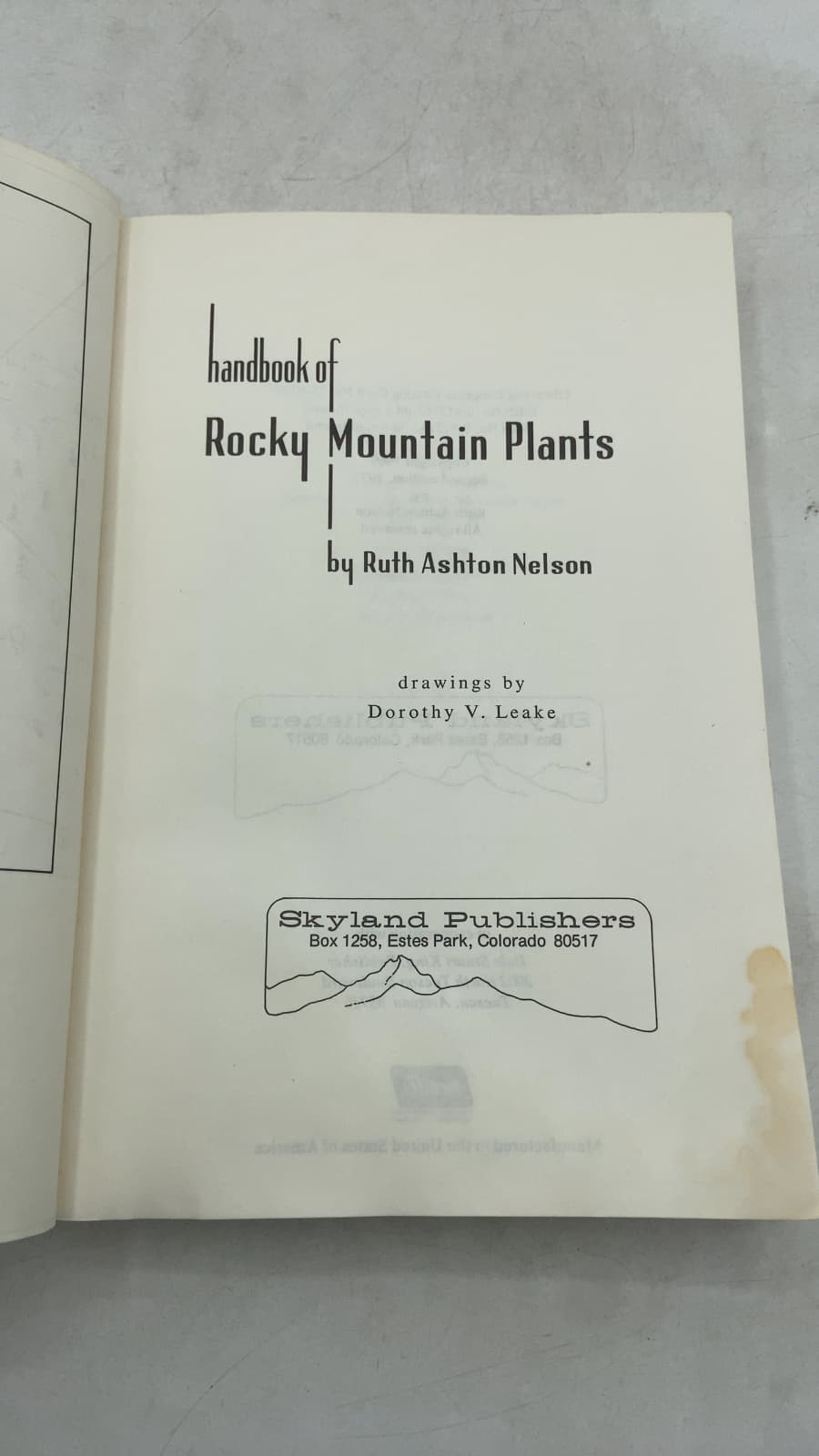 handbook of Rocky Mountain Plants by Ruth Ashton Nelson - title page