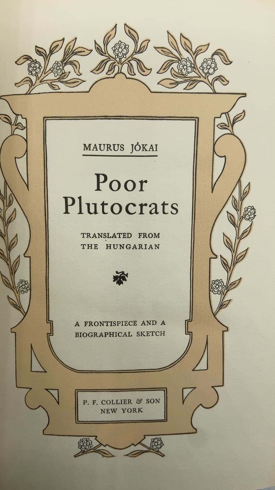 Poor Plutocrats by Maurus Jókai - title page