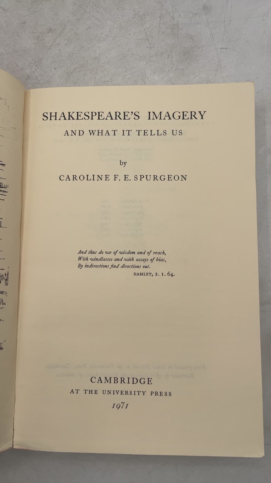 Shakespeare's Imagery and What It Tells Us by Caroline F. E. Spurgeon - title page