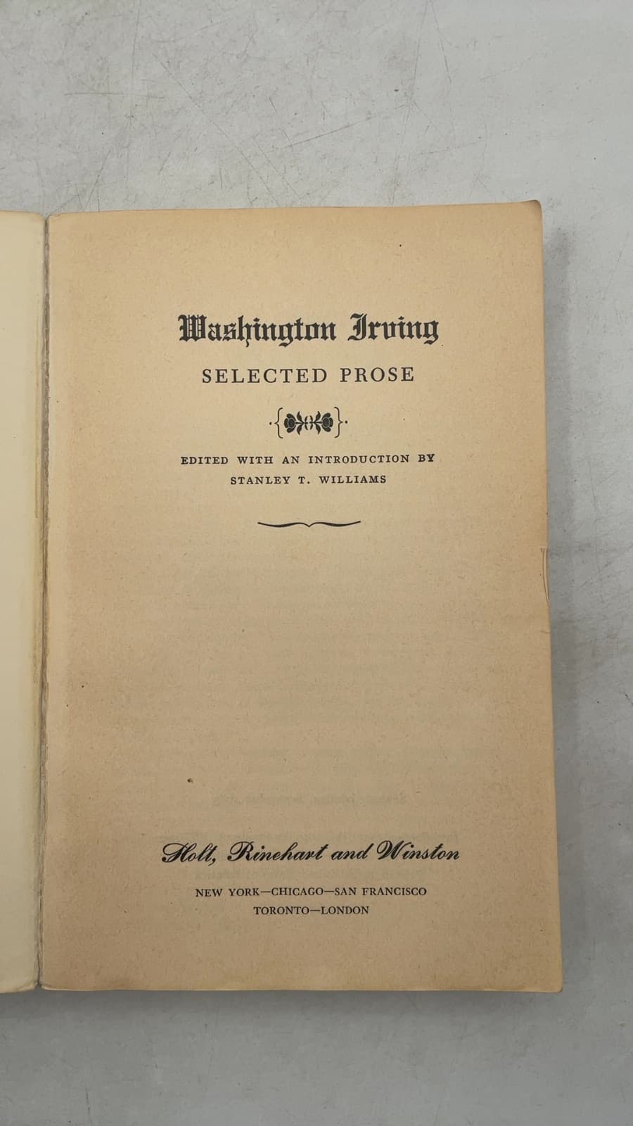 Selected Prose by Washington Irving - title page