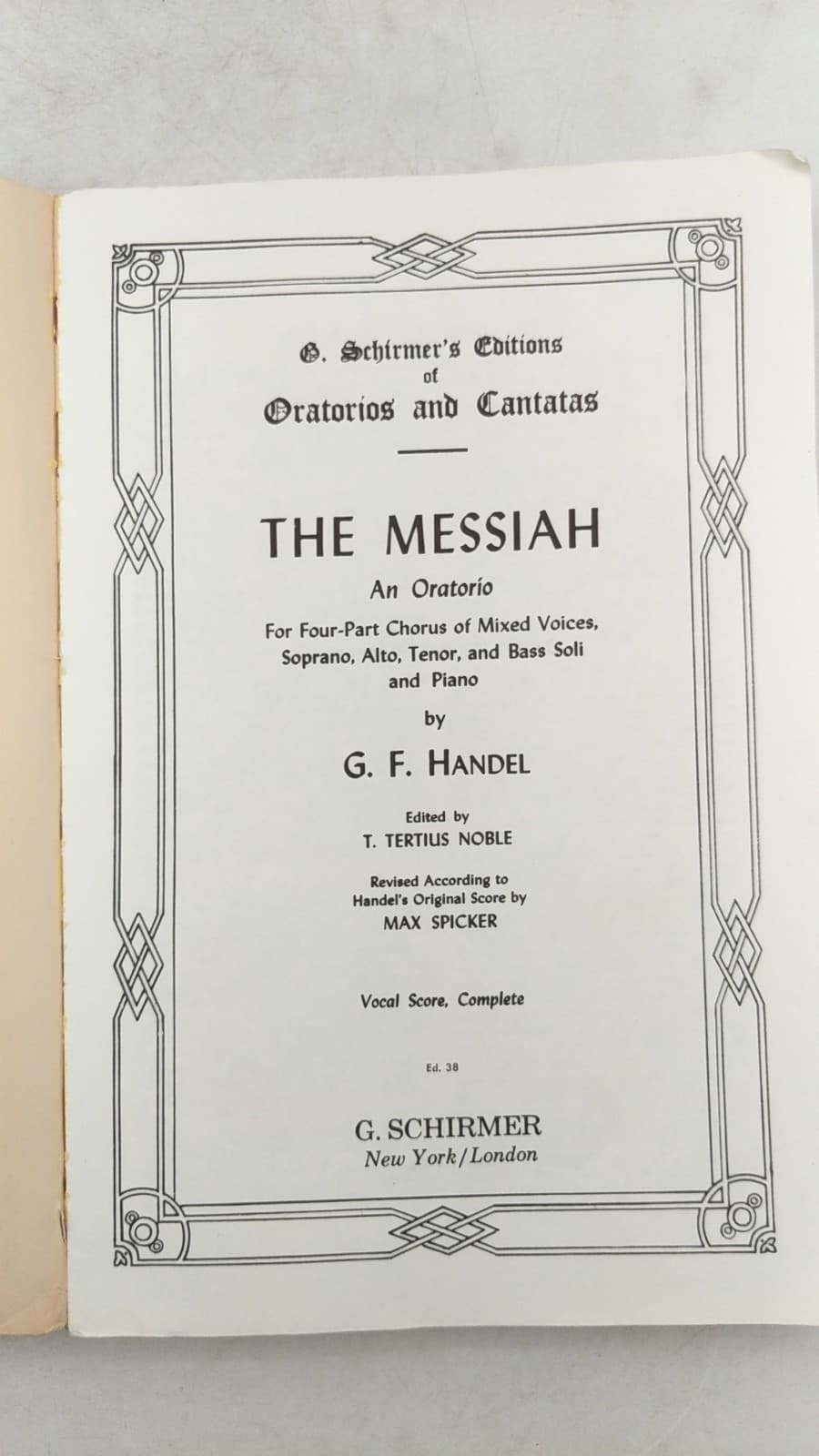 The Messiah: An Oratorio by G. F. Handel - title page