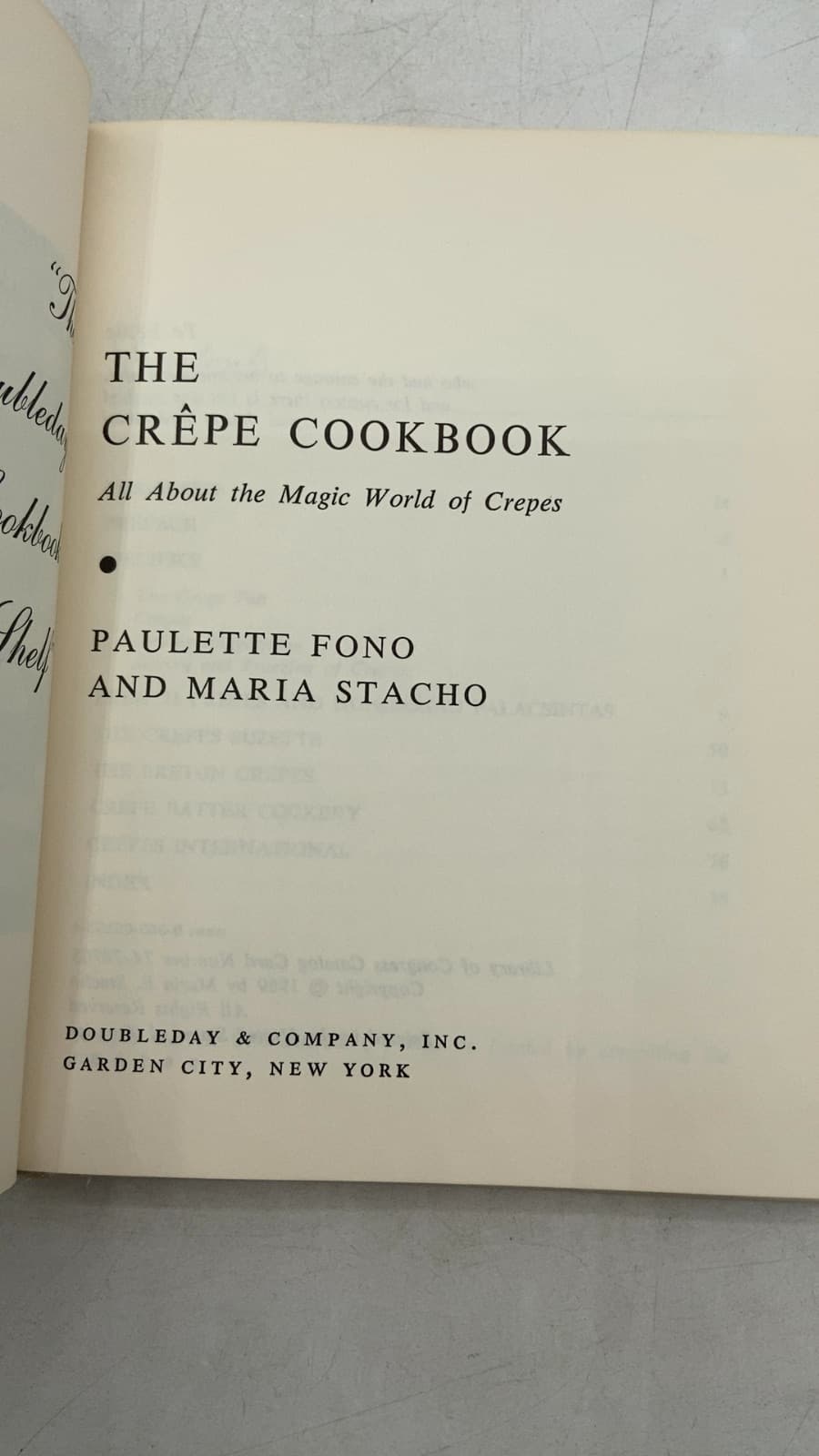 The Crêpe Cookbook by Paulette Fono and Maria Stacho - title page