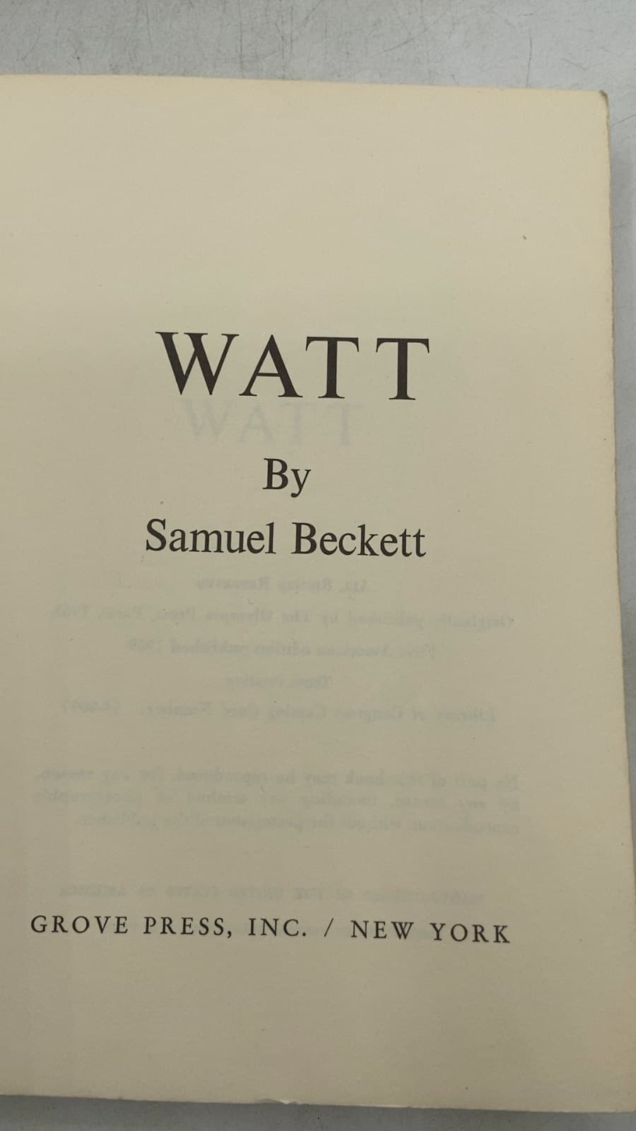 Watt by Samuel Beckett - title page