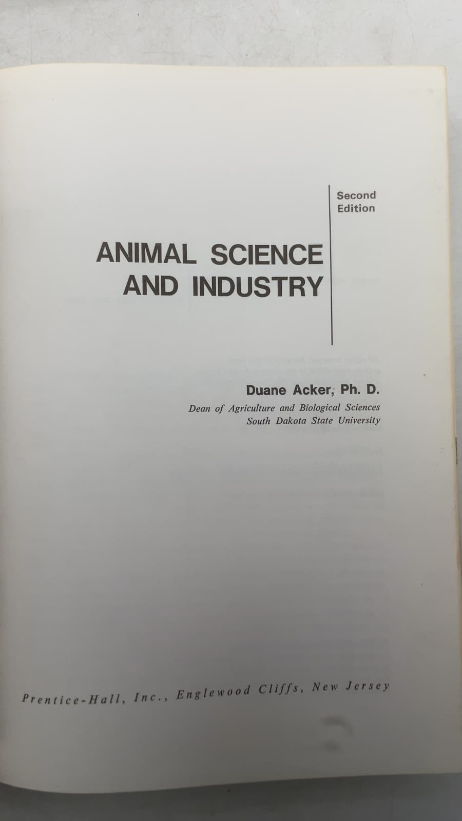Animal Science AND Industry by Duane Acker, Ph.D. - title page
