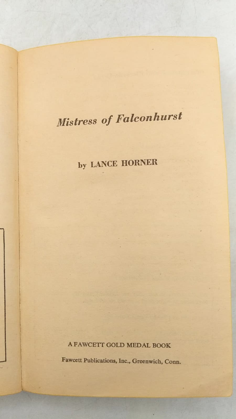 Mistress of Falconhurst by Lance Horner - title page