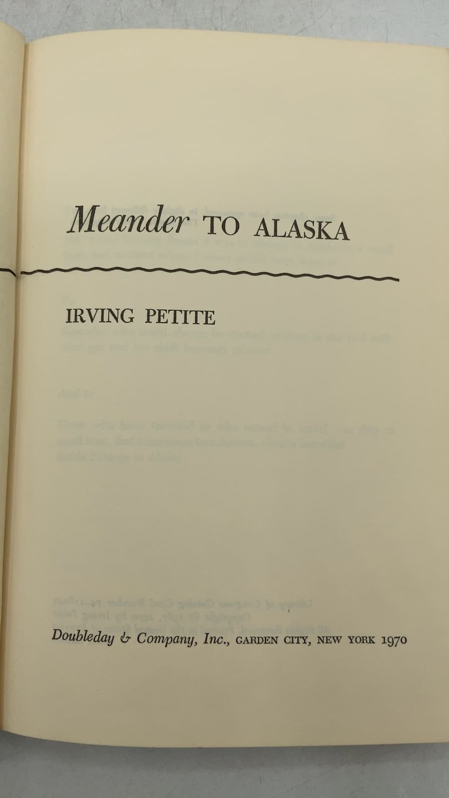 Meander to Alaska by Irving Petite - title page