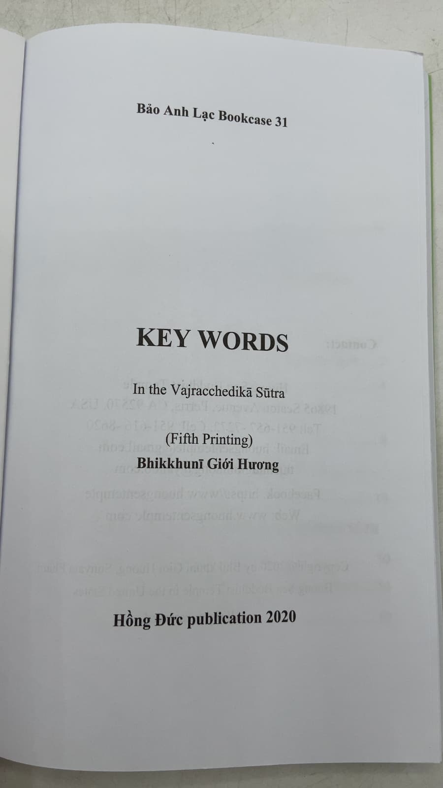 Key Words in the Vajracchedikā Sūtra by Bhikkhunī Giới Hương - title page