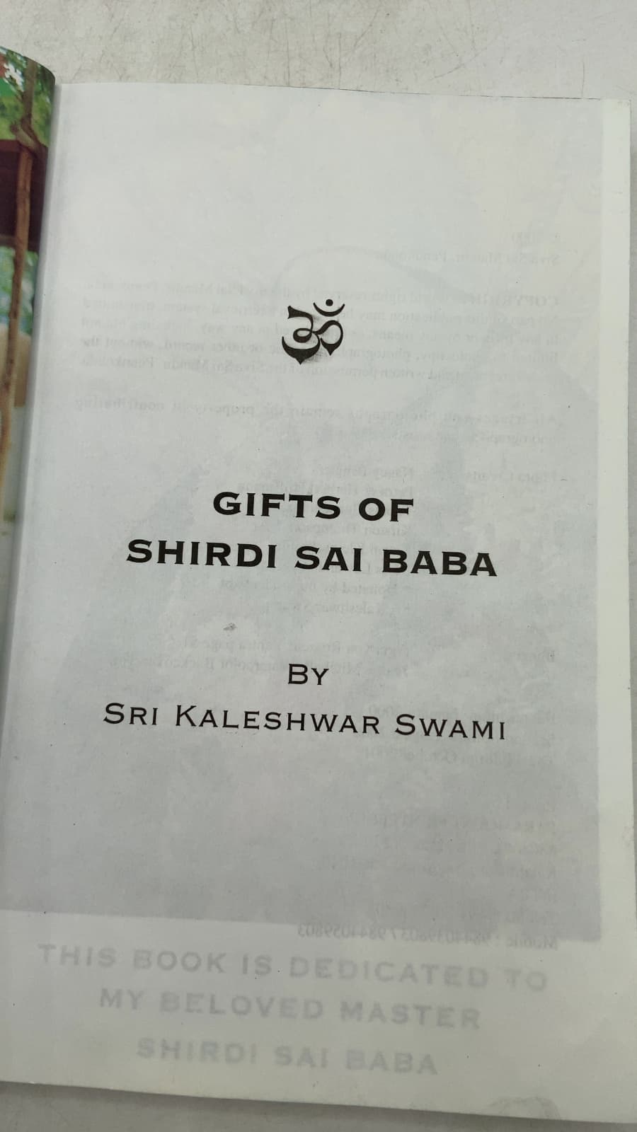 Gifts of Shirdi Sai Baba by Sri Kaleshwar Swami - title page