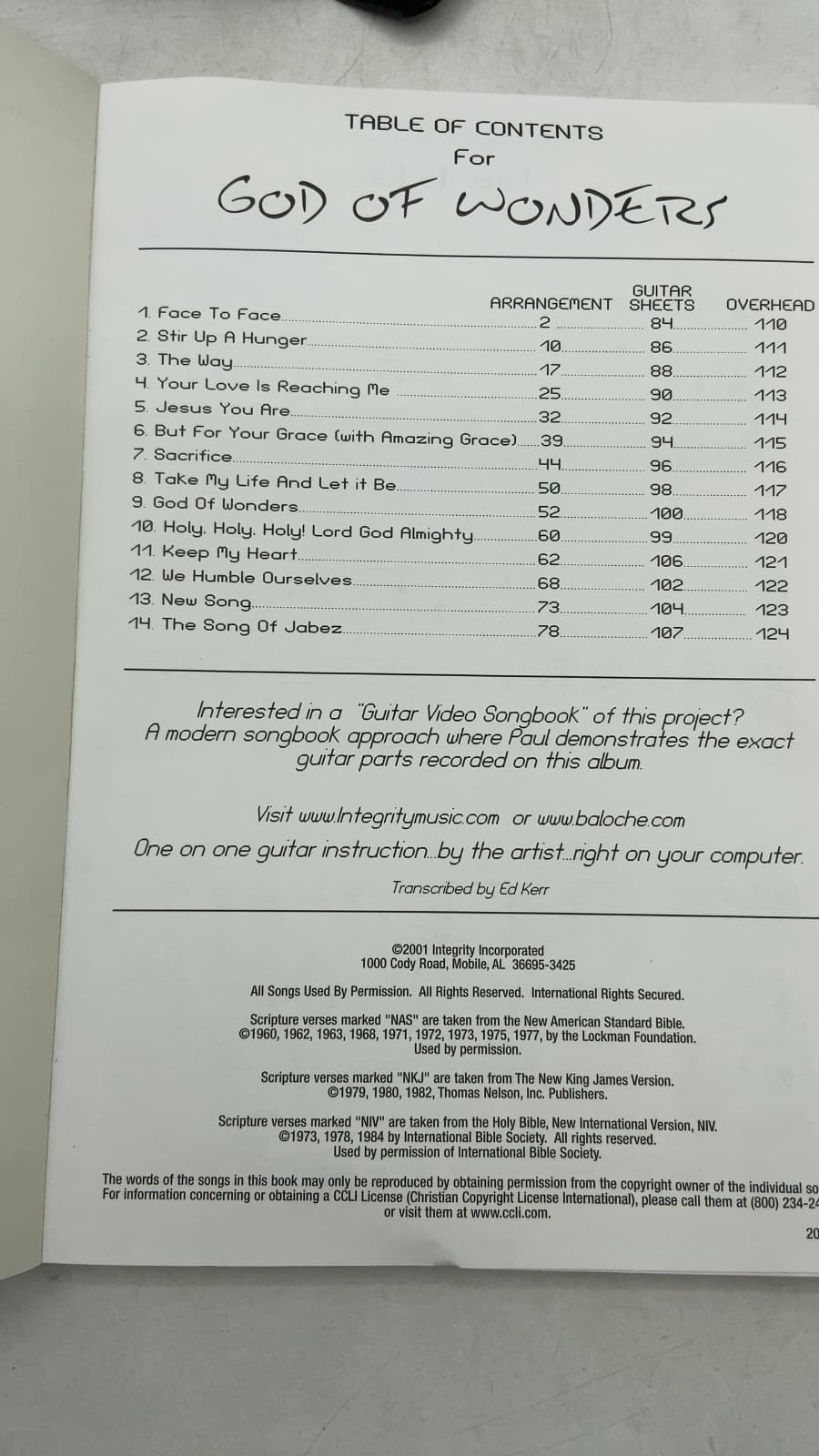 God of Wonders Songbook by Unknown (not shown in images) - title page