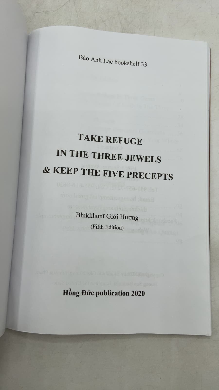 Take Refuge in the Three Jewels & Keep the Five Precepts by Bhikkhunī Giới Hương - title page