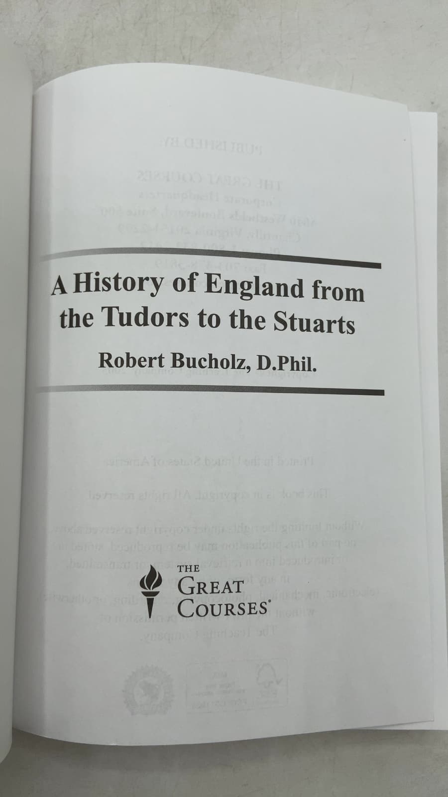 A History of England from the Tudors to the Stuarts by Robert Bucholz, D.Phil. - title page