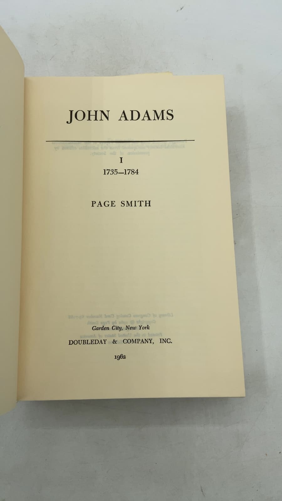 John Adams I 1735–1784 by Page Smith - title page