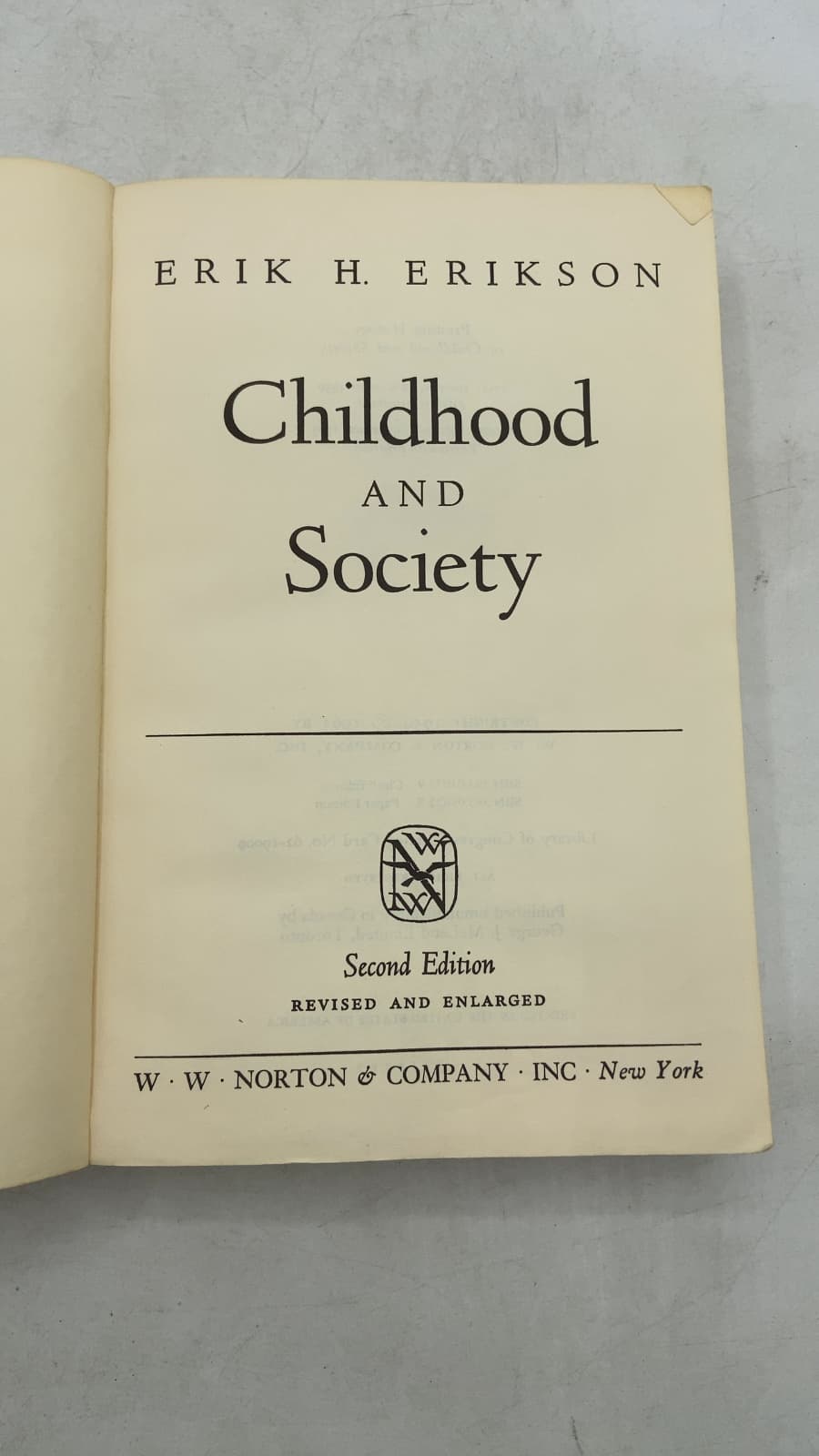 Childhood and Society by Erik H. Erikson - title page