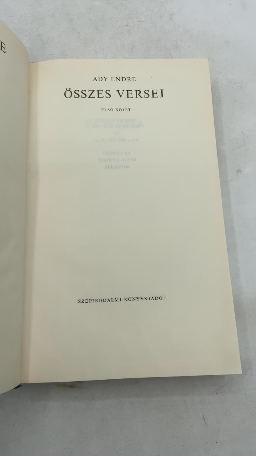 Összes Versei Első Kötet by Ady Endre - title page