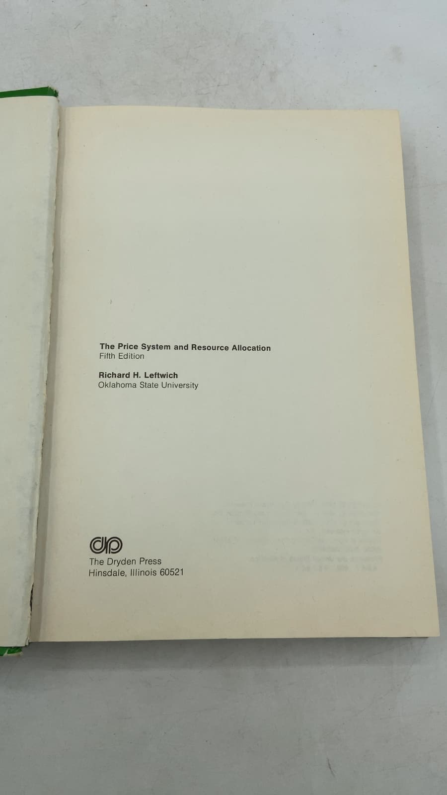 The Price System and Resource Allocation by Richard H. Leftwich - title page