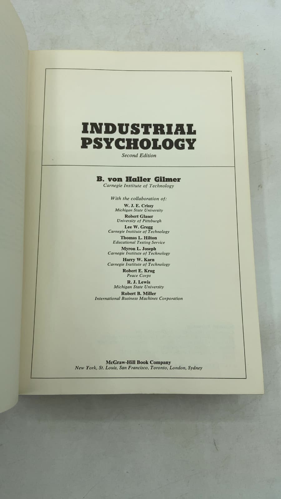 Industrial Psychology by B. von Haller Gilmer - title page