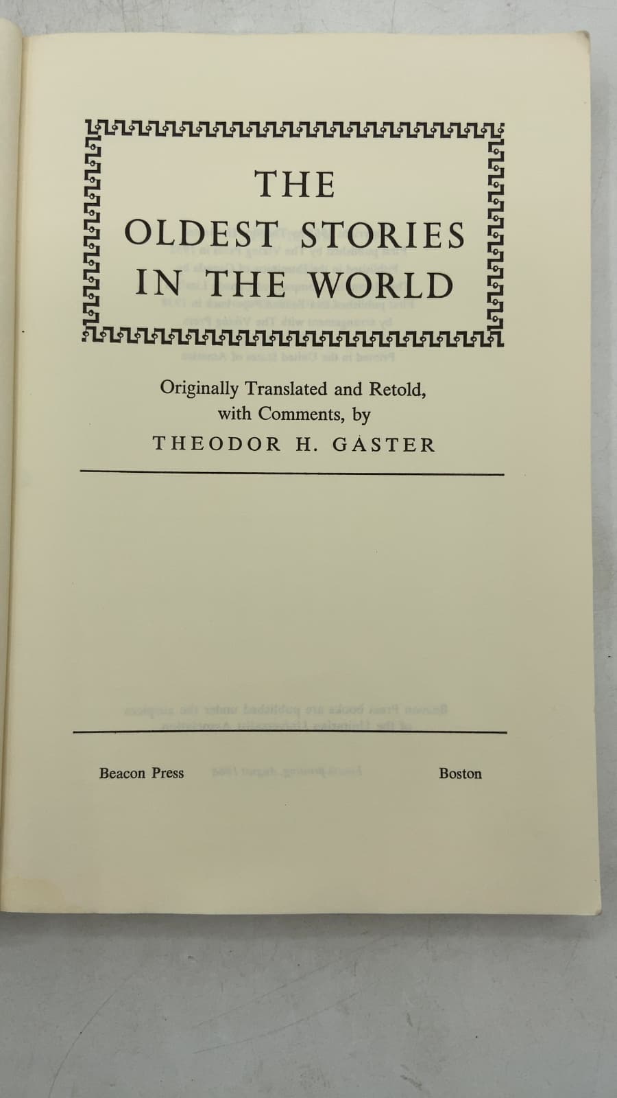 The Oldest Stories in the World by Theodor H. Gaster - title page