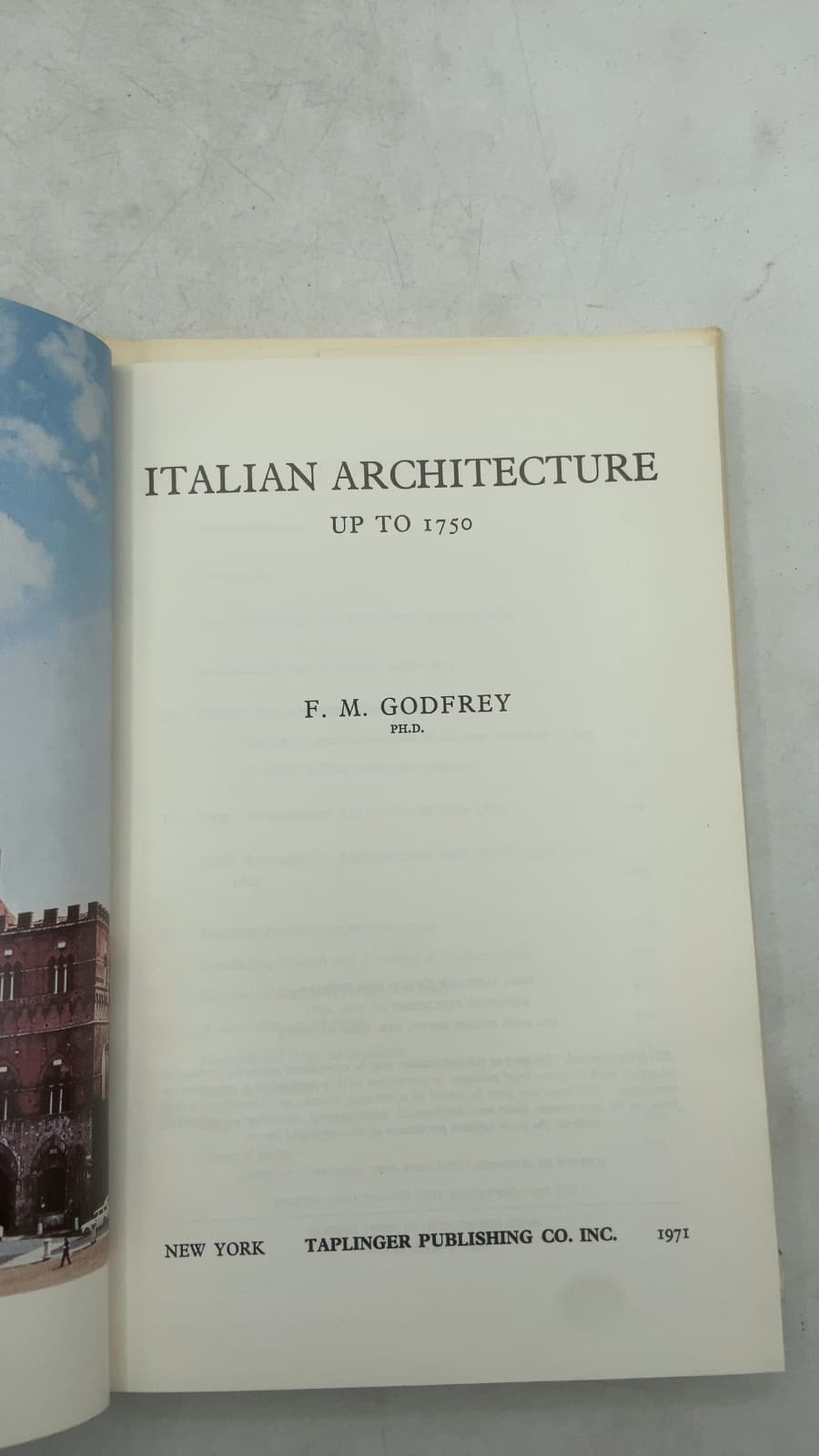 Italian Architecture UP TO 1750 by F. M. Godfrey - title page