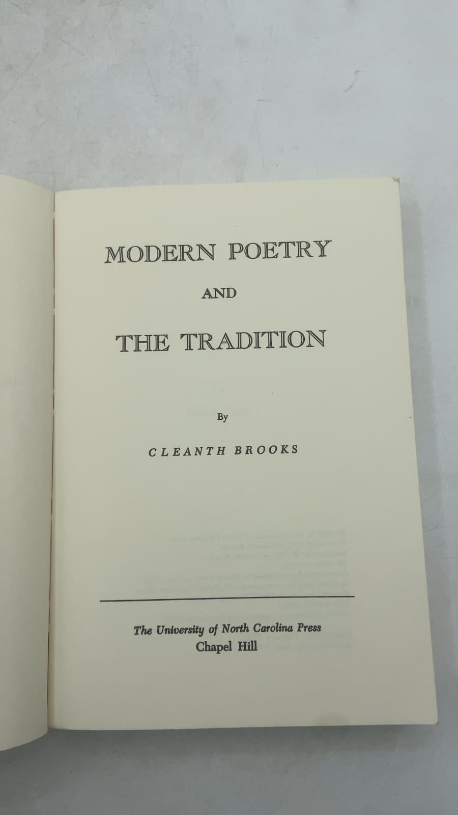 Modern Poetry and the Tradition by Cleanth Brooks - title page