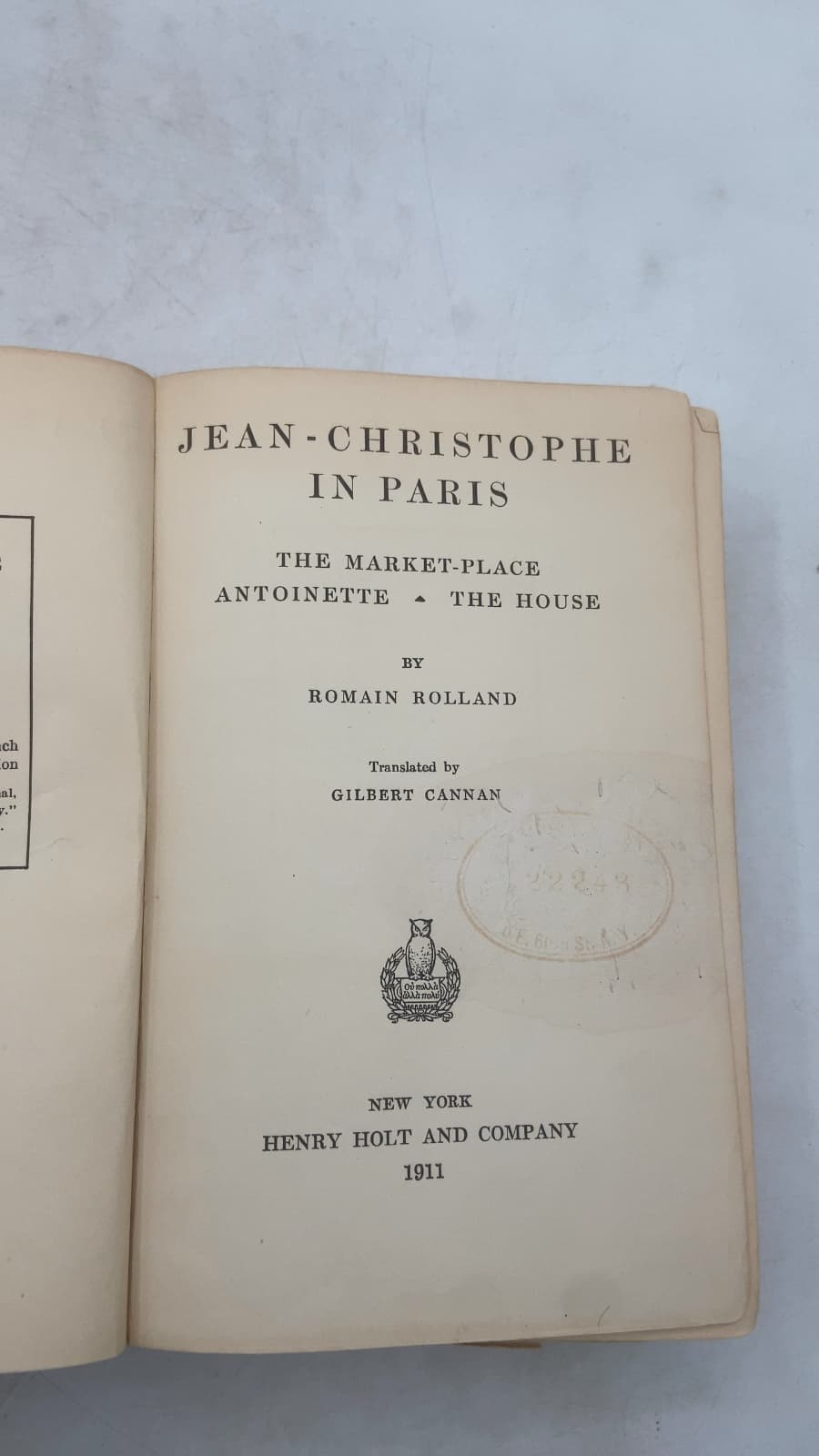 Jean-Christophe in Paris by Romain Rolland - title page