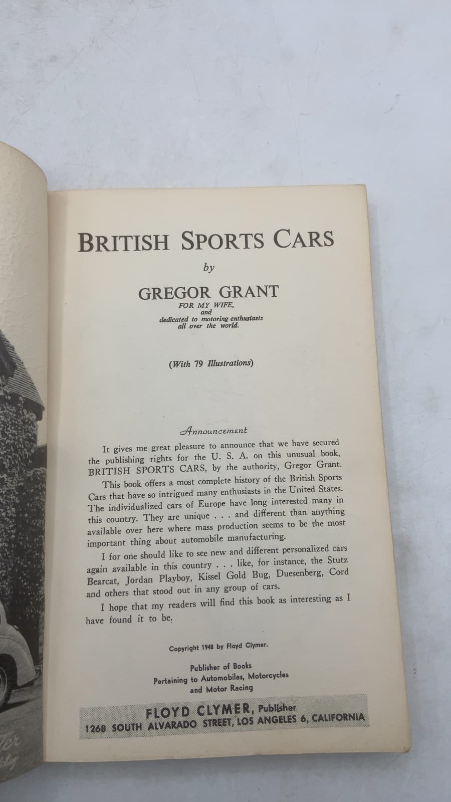 British Sports Cars by Gregor Grant - title page