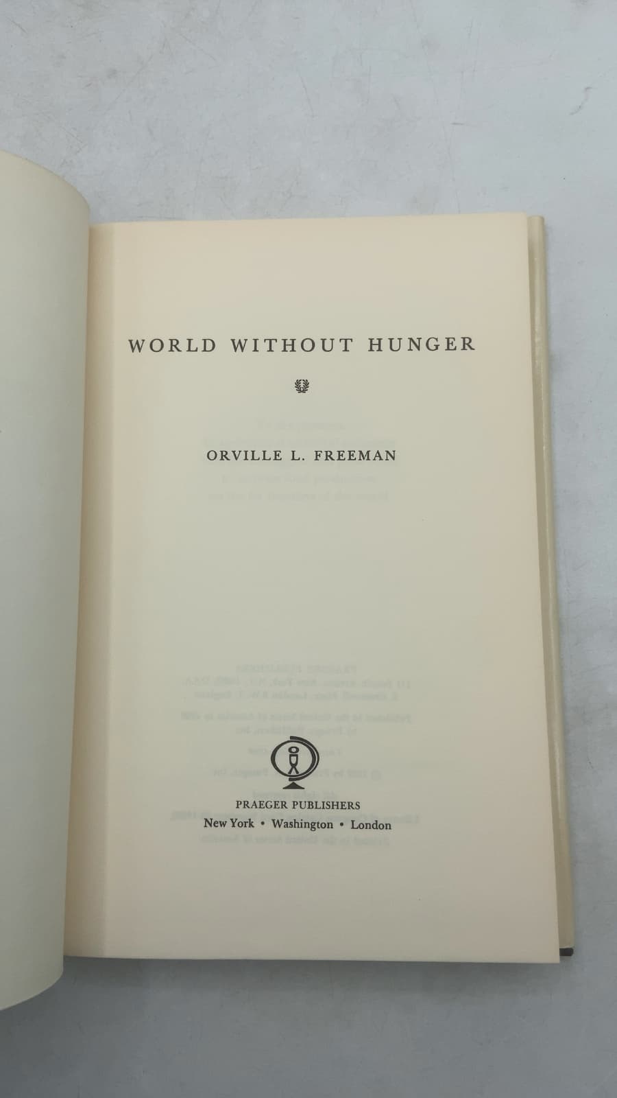 World Without Hunger by Orville L. Freeman - title page