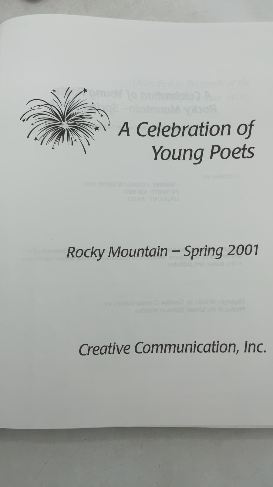A Celebration of Young Poets: Rocky Mountain—Spring 2001 - title page