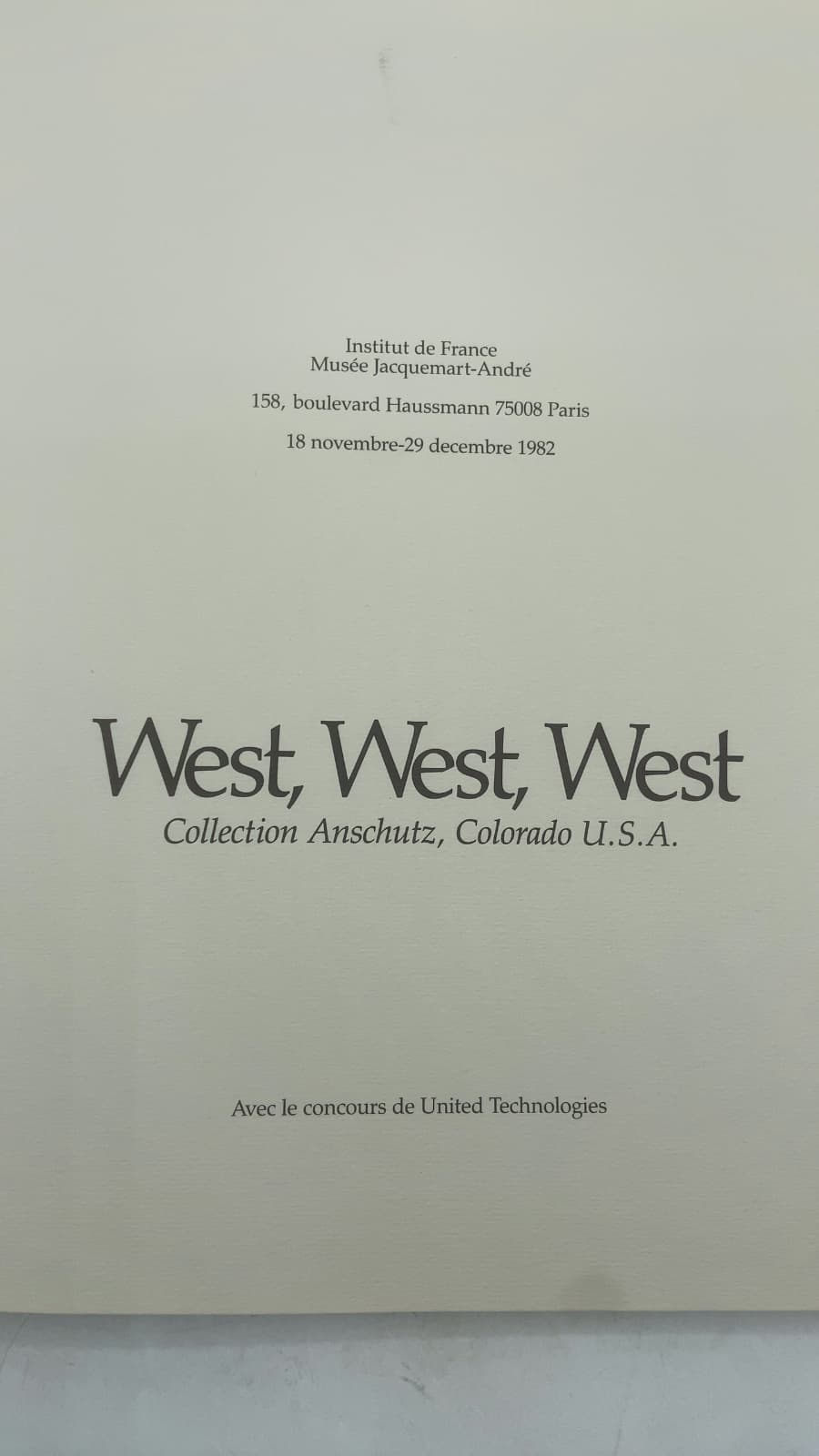 West, West, West: Collection Anschutz, Colorado U.S.A. - title page