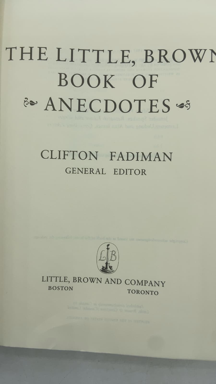 THE Little, Brown Book OF Anecdotes by Clifton Fadiman - title page