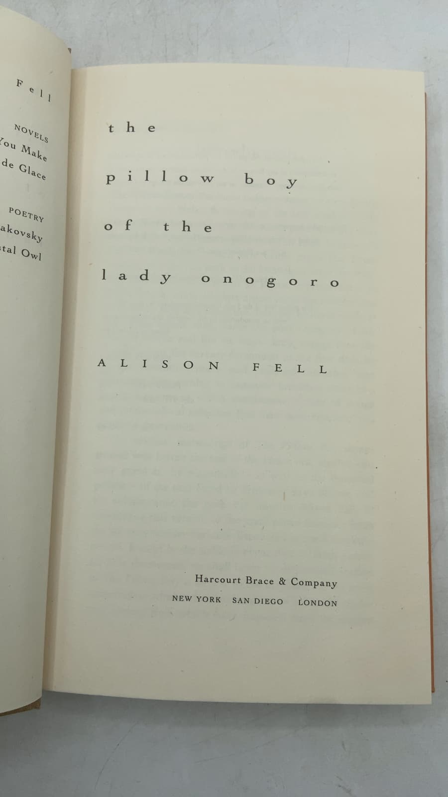 the pillow boy of the lady onogoro by Alison Fell - title page