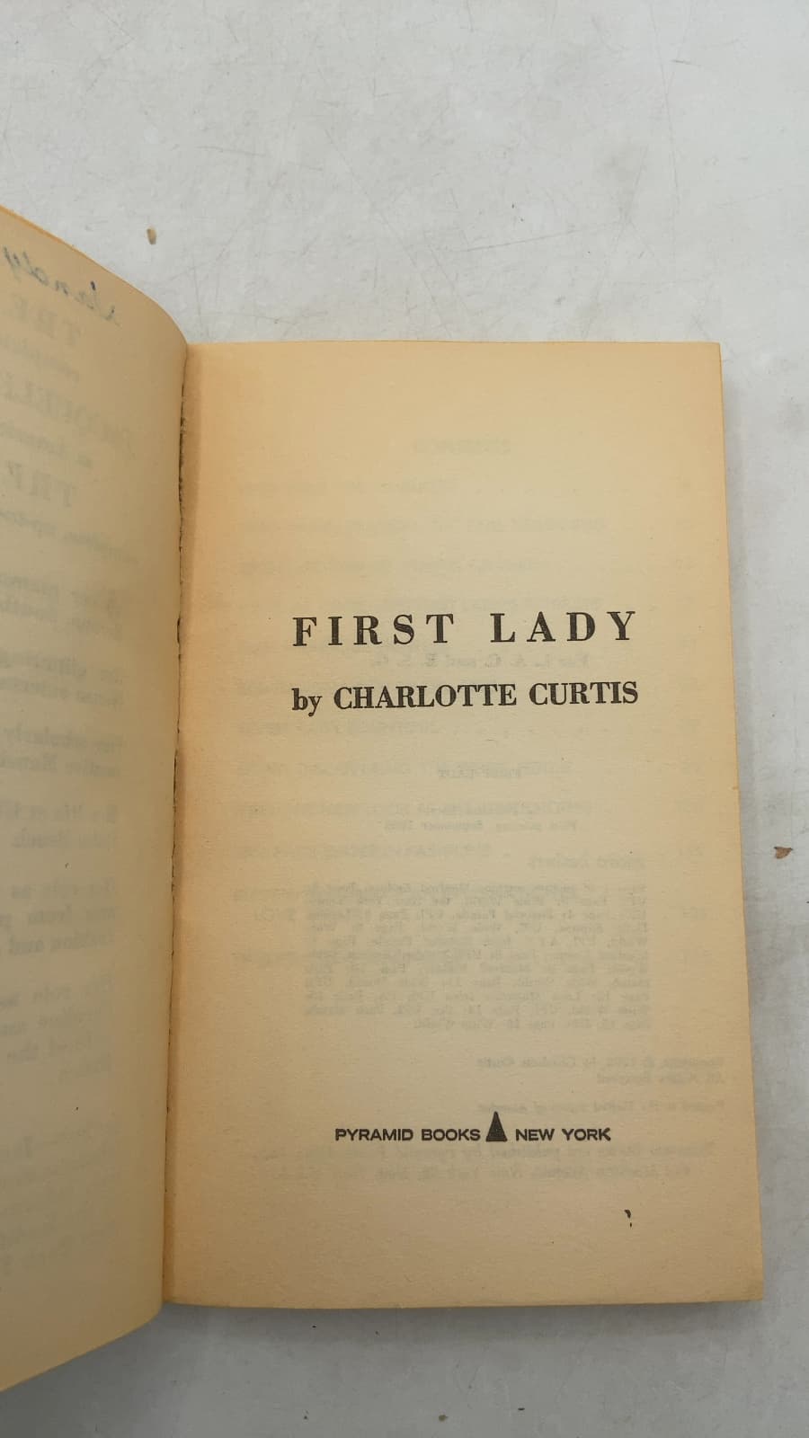 First Lady by Charlotte Curtis - title page