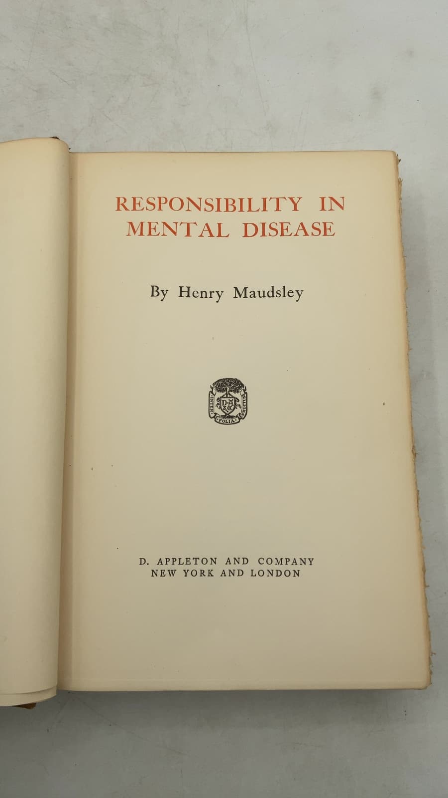 Responsibility IN Mental Disease by Henry Maudsley - title page