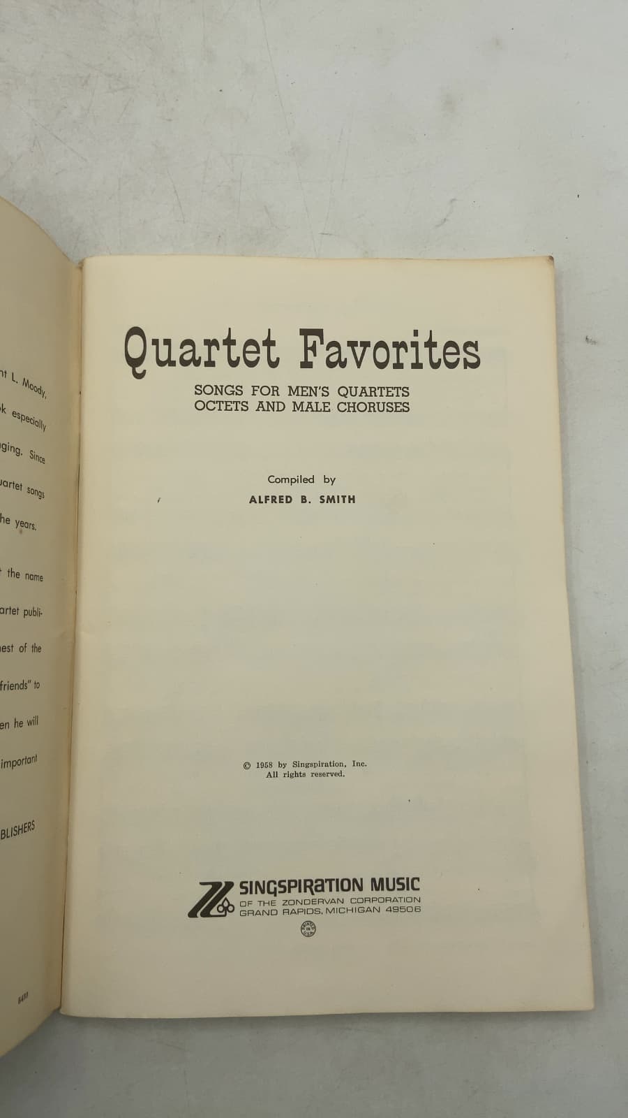 Quartet Favorites: Songs for Men's Quartets Octets and Male Choruses by Alfred B. Smith - title page