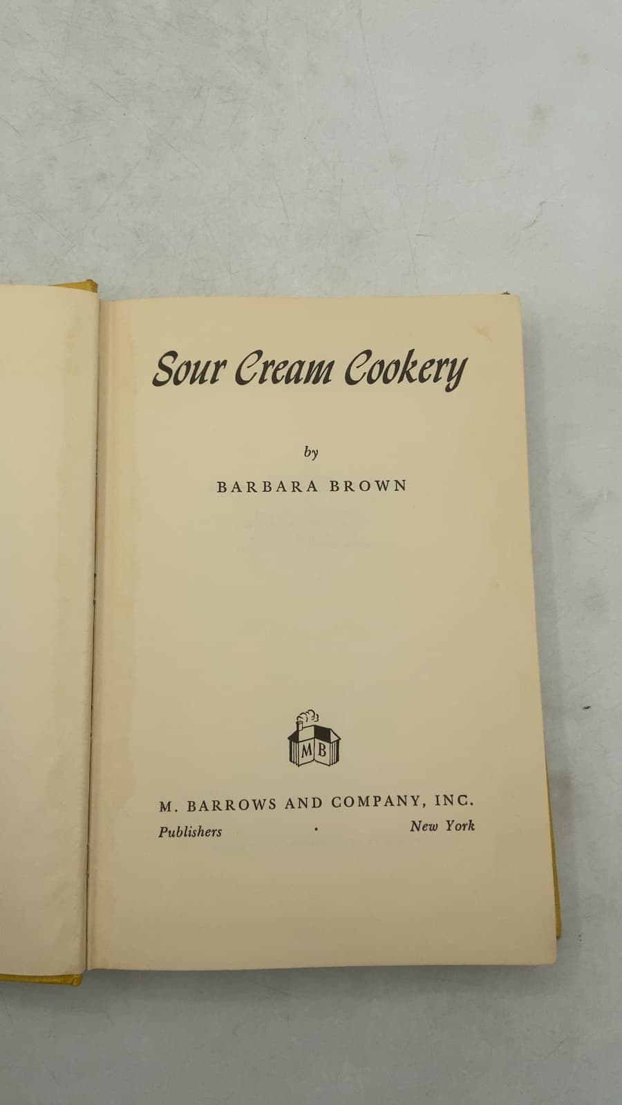 Sour Cream Cookery by Barbara Brown - title page