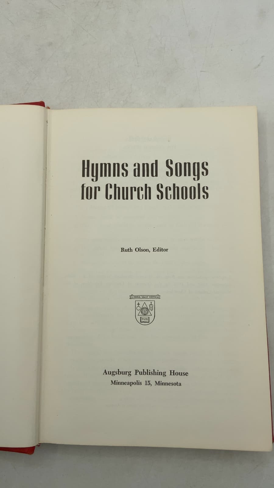 Hymns and Songs for Church Schools by Ruth Olson, Editor - title page
