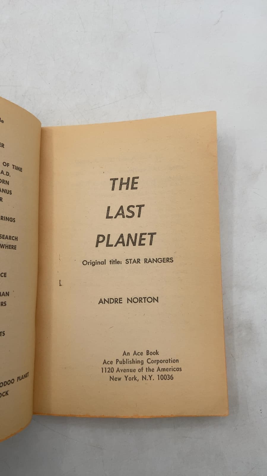 THE Last Planet by Andre Norton - title page