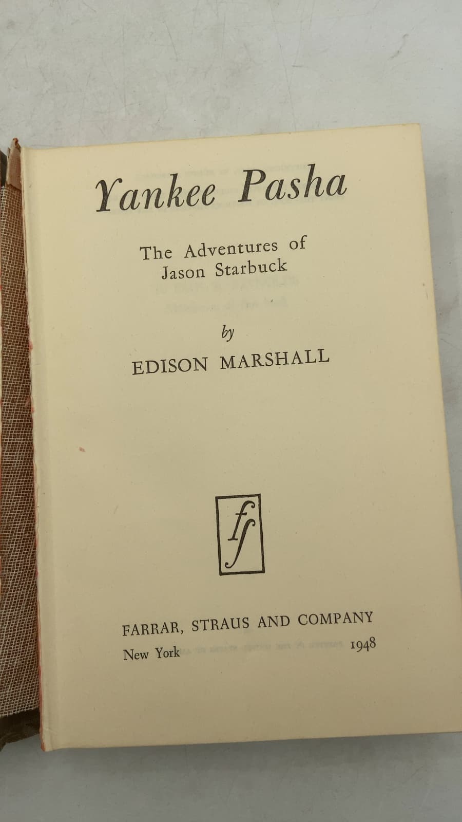 Yankee Pasha: The Adventures of Jason Starbuck by Edison Marshall - title page