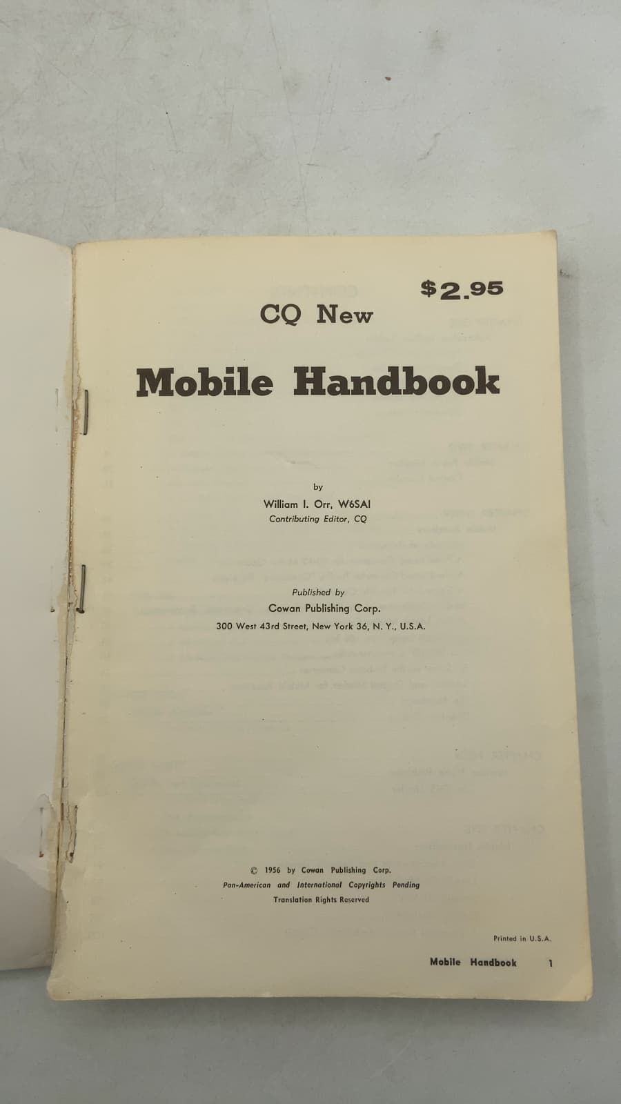 CQ New Mobile Handbook by William I. Orr, W6SAI - title page