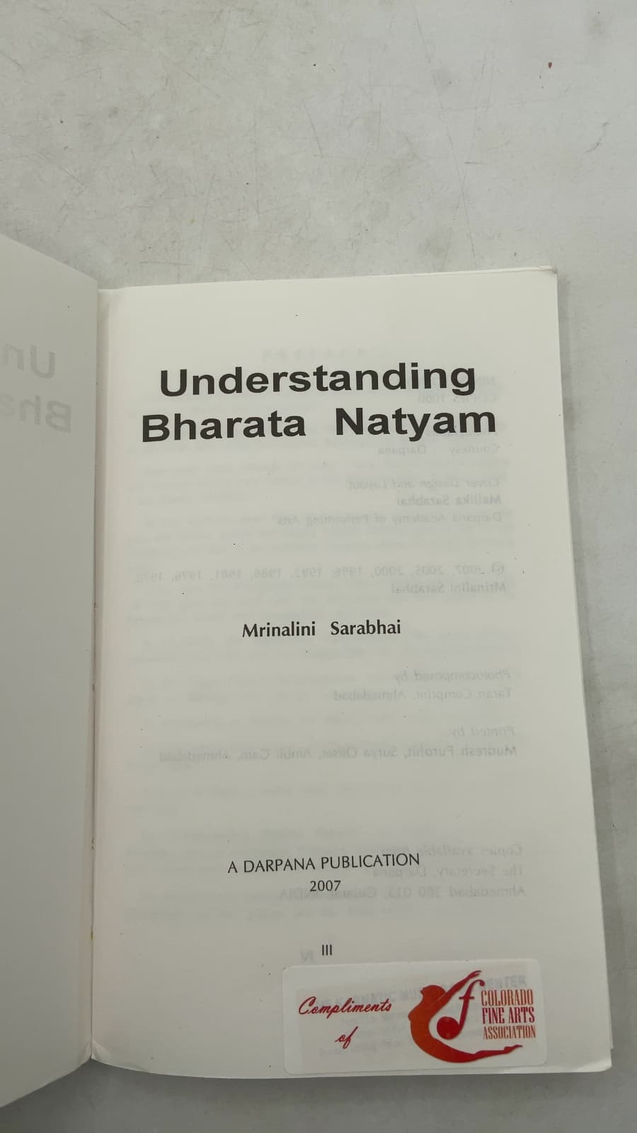 Understanding Bharata Natyam by Mrinalini Sarabhai - title page