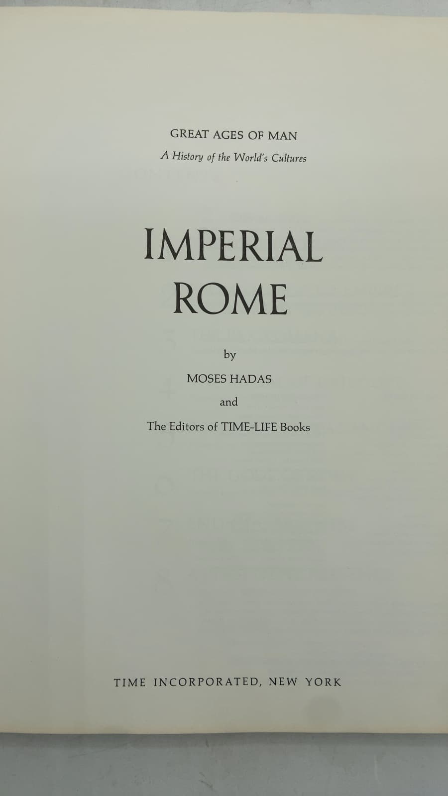 Imperial Rome by Moses Hadas and the Editors of TIME-LIFE Books - title page