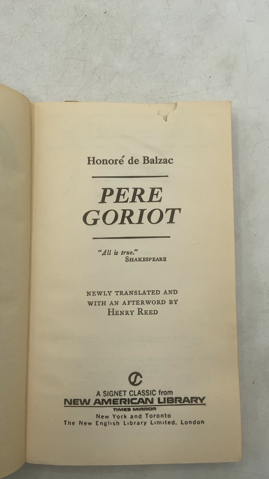 Pere Goriot by Honoré de Balzac - title page
