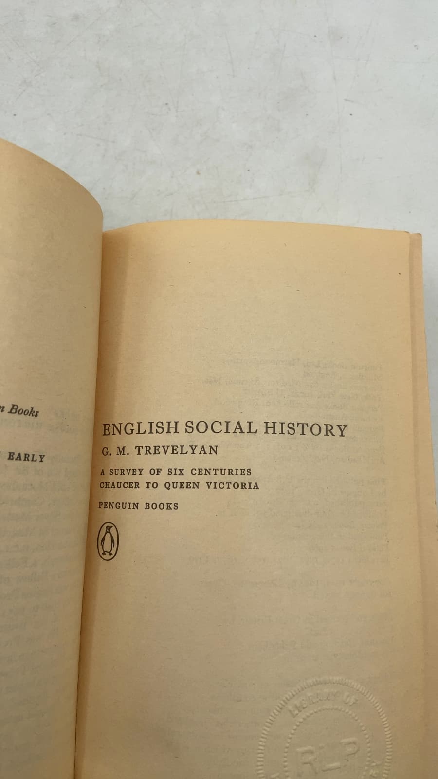 English Social History: A Survey of Six Centuries, Chaucer to Queen Victoria by G. M. Trevelyan - title page
