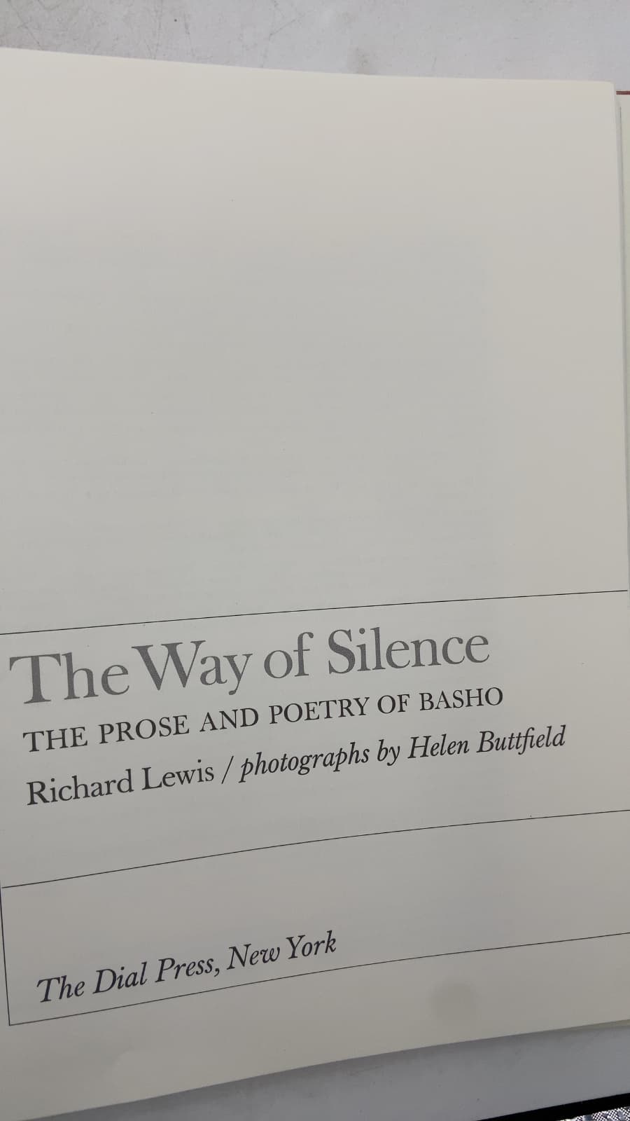 The Way of Silence: The Prose and Poetry of Basho by Richard Lewis - title page