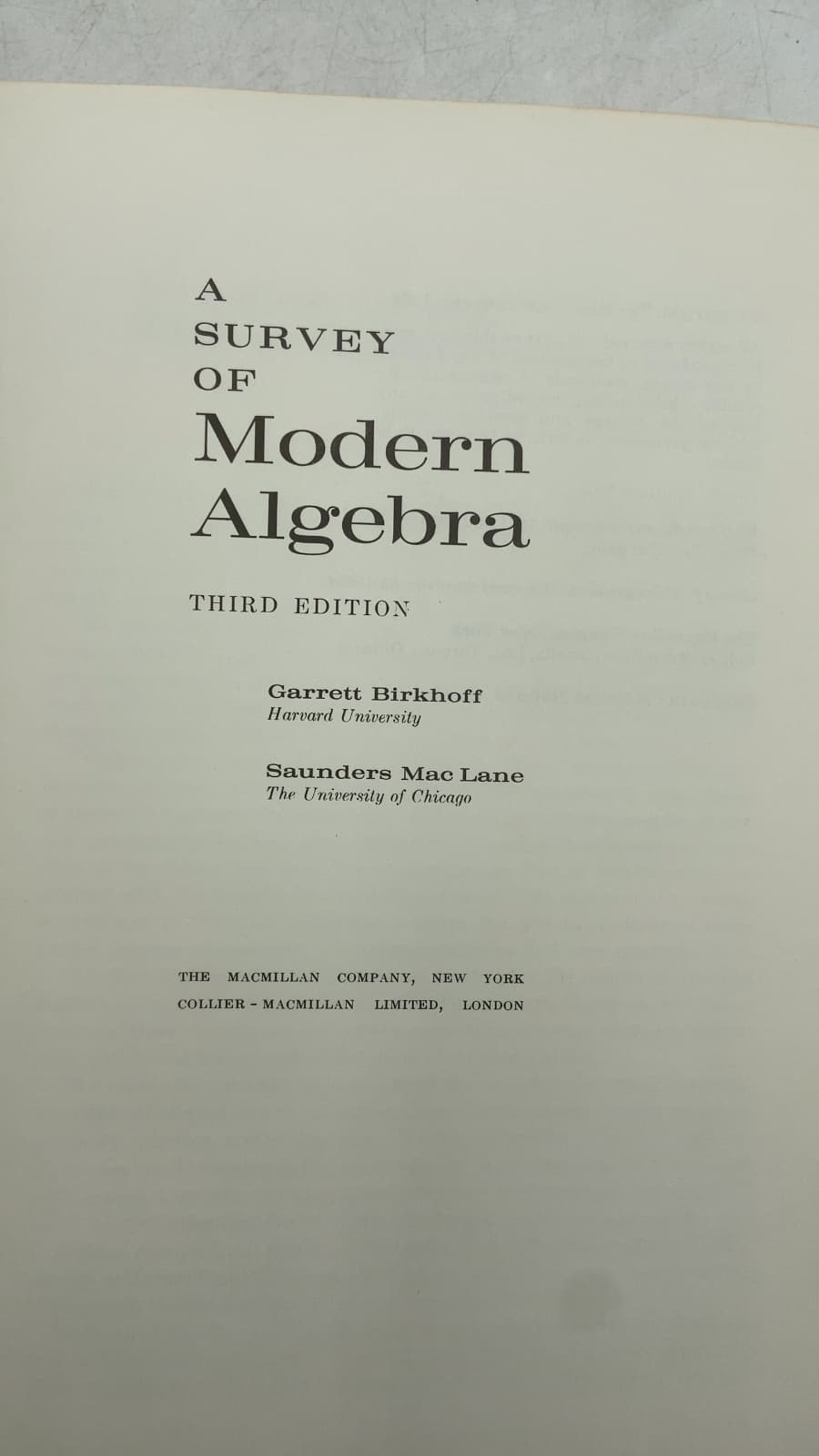 A Survey of Modern Algebra by Garrett Birkhoff, Saunders Mac Lane - title page