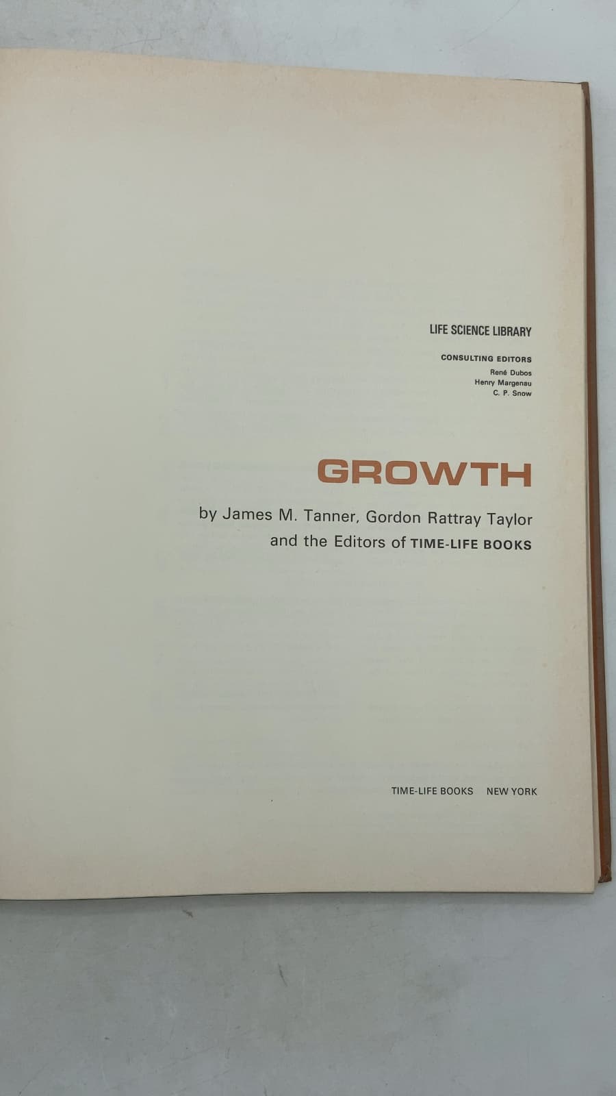 Growth by James M. Tanner, Gordon Rattray Taylor and the Editors of TIME-LIFE BOOKS - title page