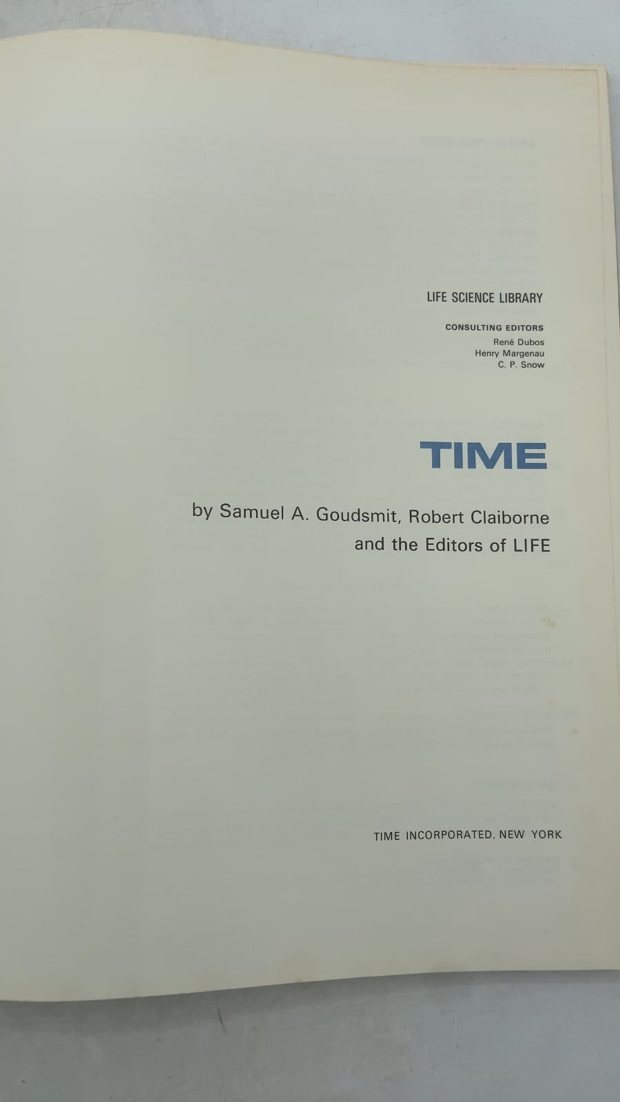 Time (Life Science Library) by Samuel A. Goudsmit, Robert Claiborne and the Editors of LIFE - title page