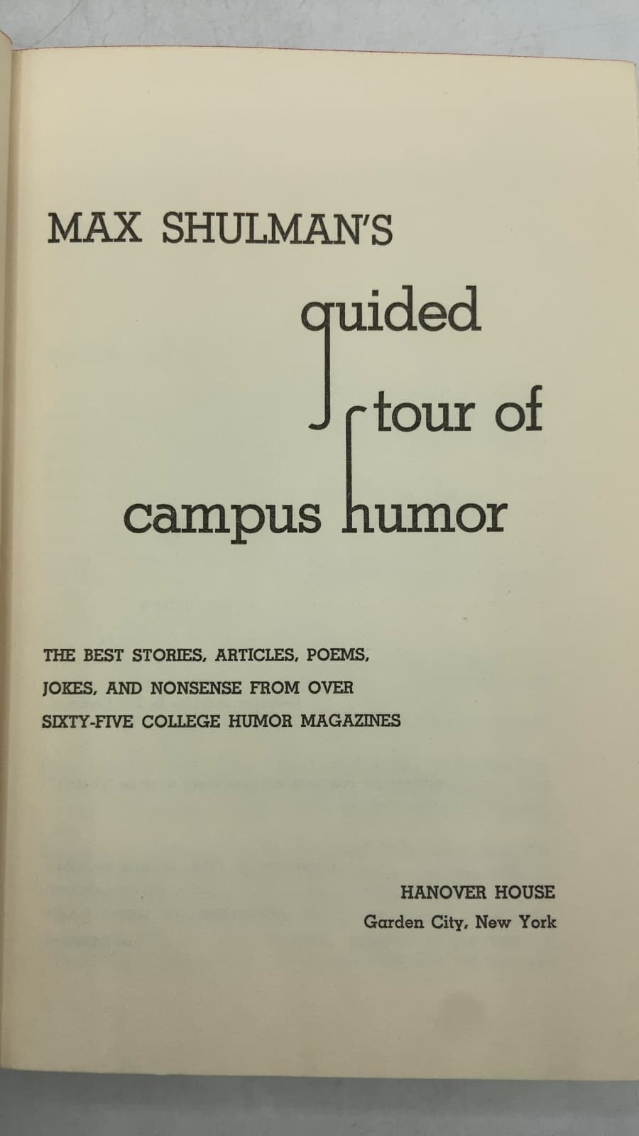 Max Shulman's Guided Tour of Campus Humor by Max Shulman - title page